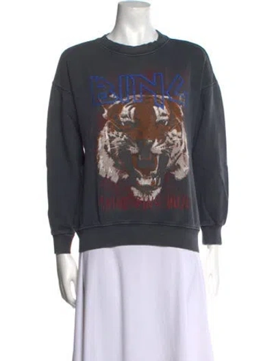 Pre-owned Anine Bing Graphic Print Crew Neck Sweatshirt In Gray