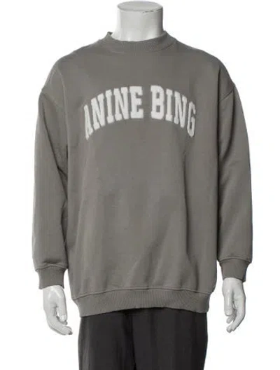 Pre-owned Anine Bing Graphic Print Crew Neck Sweatshirt In Gray