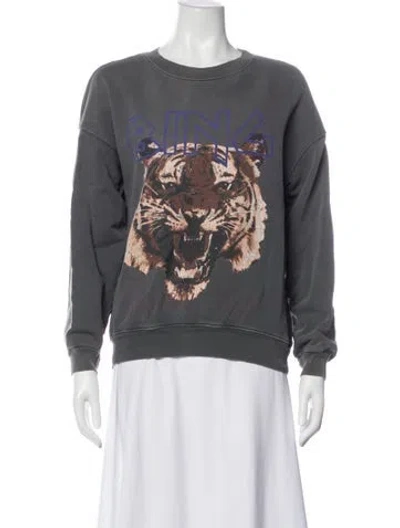 Pre-owned Anine Bing Graphic Print Crew Neck Sweatshirt In Gray