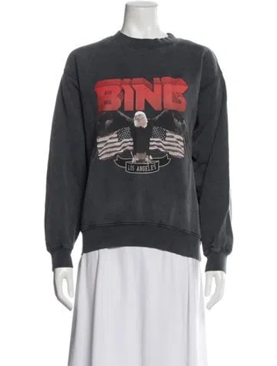 Pre-owned Anine Bing Graphic Print Crew Neck Sweatshirt In Gray