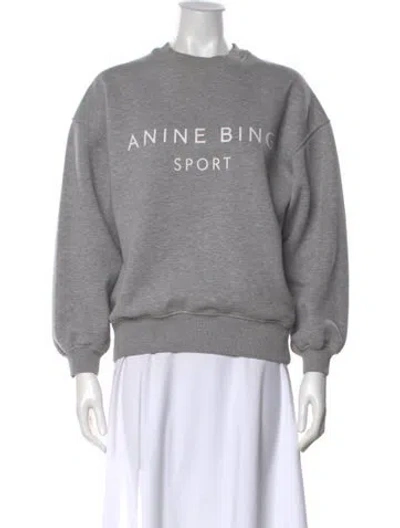 Pre-owned Anine Bing Graphic Print Crew Neck Sweatshirt In Gray