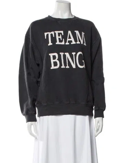 Pre-owned Anine Bing Graphic Print Crew Neck Sweatshirt In Gray
