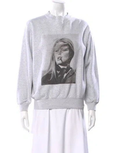 Pre-owned Anine Bing Graphic Print Crew Neck Sweatshirt In Gray