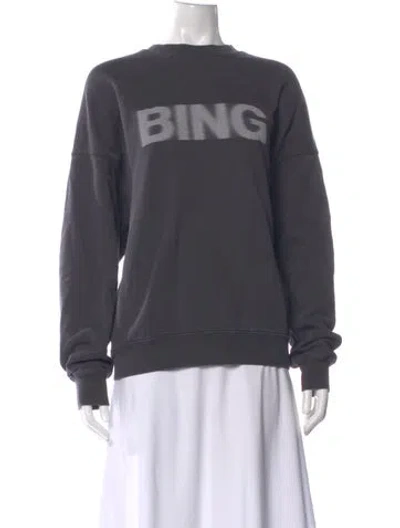 Pre-owned Anine Bing Graphic Print Crew Neck Sweatshirt In Gray