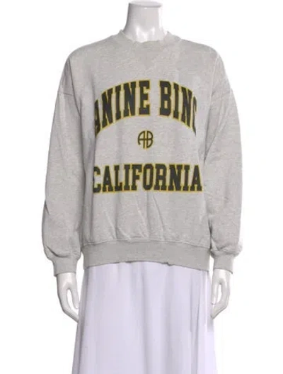 Pre-owned Anine Bing Graphic Print Crew Neck Sweatshirt In Gray