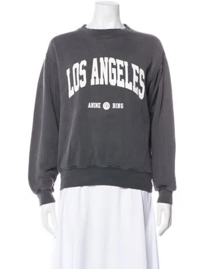 Pre-owned Anine Bing Graphic Print Crew Neck Sweatshirt In Gray