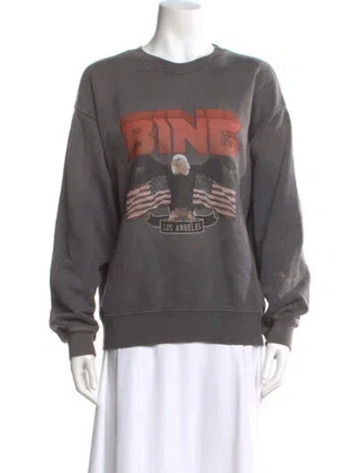 Pre-owned Anine Bing Graphic Print Crew Neck Sweatshirt In Gray