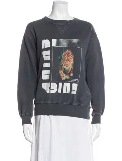 Pre-owned Anine Bing Graphic Print Crew Neck Sweatshirt In Gray