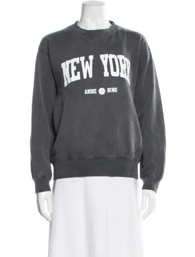 Pre-owned Anine Bing Graphic Print Crew Neck Sweatshirt In Gray