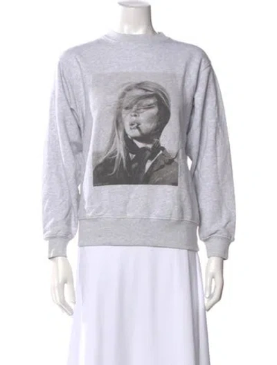 Pre-owned Anine Bing Graphic Print Crew Neck Sweatshirt In Gray