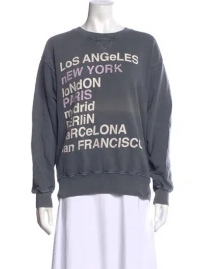 Pre-owned Anine Bing Graphic Print Crew Neck Sweatshirt In Gray