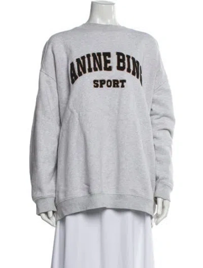 Pre-owned Anine Bing Graphic Print Crew Neck Sweatshirt In Gray