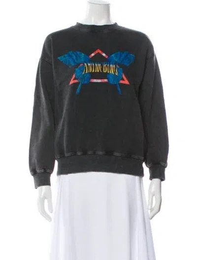 Pre-owned Anine Bing Graphic Print Crew Neck Sweatshirt In Gray