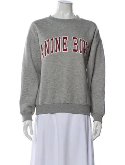 Pre-owned Anine Bing Graphic Print Crew Neck Sweatshirt In Gray