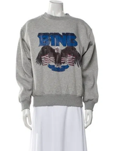 Pre-owned Anine Bing Graphic Print Crew Neck Sweatshirt In Gray