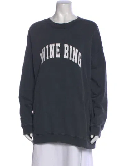 Pre-owned Anine Bing Graphic Print Crew Neck Sweatshirt In Gray