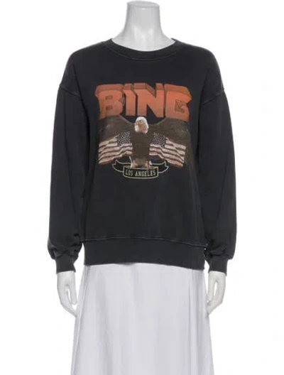 Pre-owned Anine Bing Graphic Print Crew Neck Sweatshirt In Gray