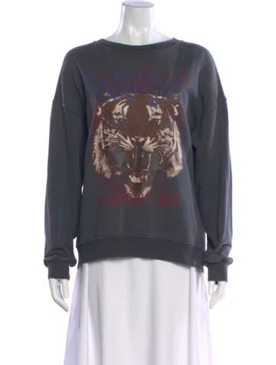 Pre-owned Anine Bing Graphic Print Crew Neck Sweatshirt In Gray