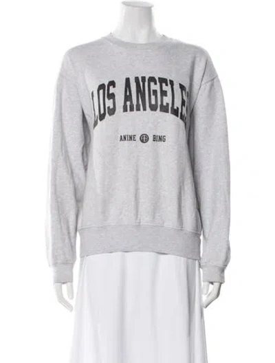Pre-owned Anine Bing Graphic Print Crew Neck Sweatshirt In Gray