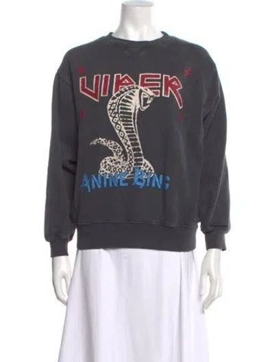 Pre-owned Anine Bing Graphic Print Crew Neck Sweatshirt In Gray