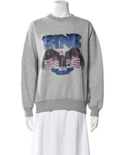Pre-owned Anine Bing Graphic Print Crew Neck Sweatshirt In Gray