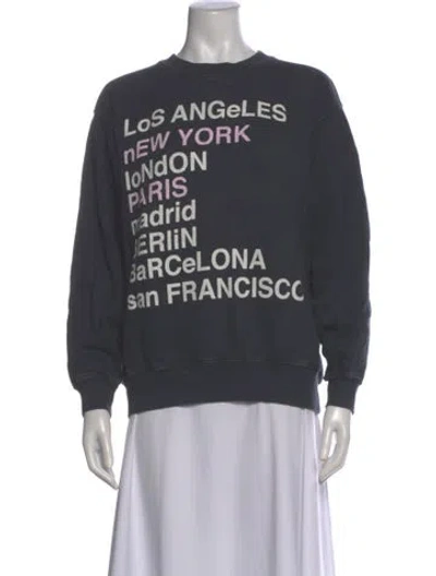 Pre-owned Anine Bing Graphic Print Crew Neck Sweatshirt In Gray