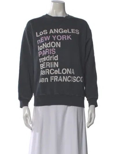 Pre-owned Anine Bing Graphic Print Crew Neck Sweatshirt In Gray