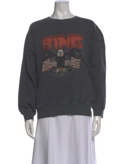 Pre-owned Anine Bing Graphic Print Crew Neck Sweatshirt In Gray