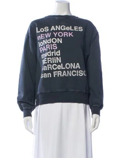 Pre-owned Anine Bing Graphic Print Crew Neck Sweatshirt In Gray