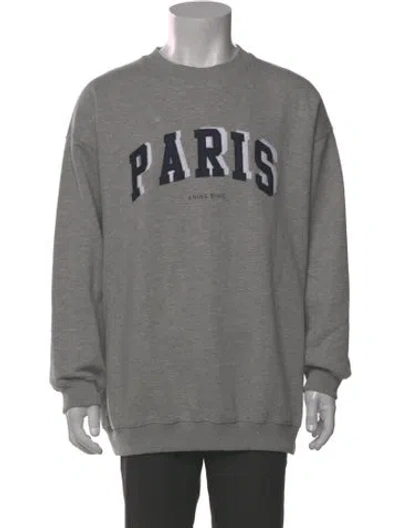 Pre-owned Anine Bing Graphic Print Crew Neck Sweatshirt In Gray