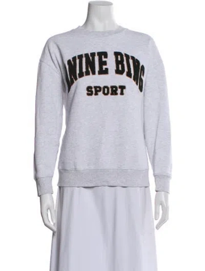Pre-owned Anine Bing Graphic Print Crew Neck Sweatshirt In Gray
