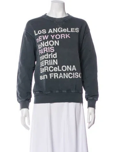 Pre-owned Anine Bing Graphic Print Crew Neck Sweatshirt In Gray