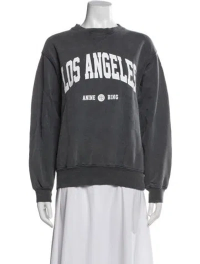 Pre-owned Anine Bing Graphic Print Crew Neck Sweatshirt In Gray