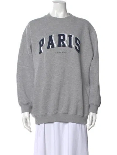 Pre-owned Anine Bing Graphic Print Crew Neck Sweatshirt In Gray