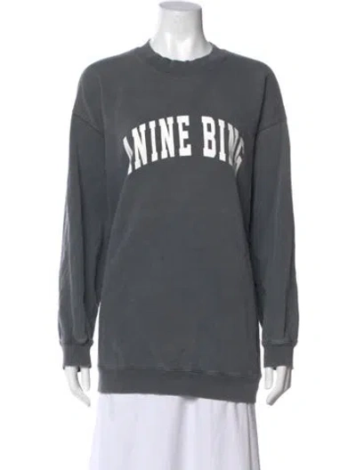 Pre-owned Anine Bing Graphic Print Crew Neck Sweatshirt In Gray