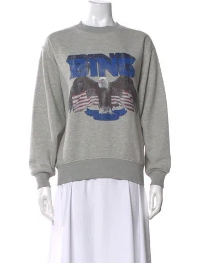 Pre-owned Anine Bing Graphic Print Crew Neck Sweatshirt In Gray