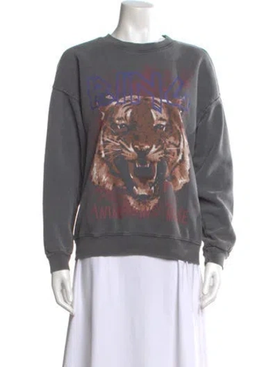 Pre-owned Anine Bing Graphic Print Crew Neck Sweatshirt In Gray