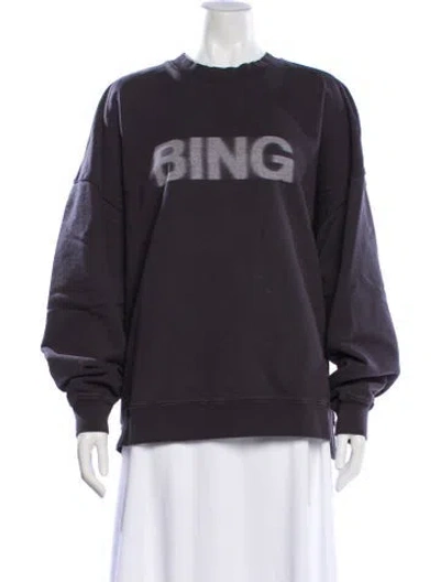 Pre-owned Anine Bing Graphic Print Crew Neck Sweatshirt In Gray