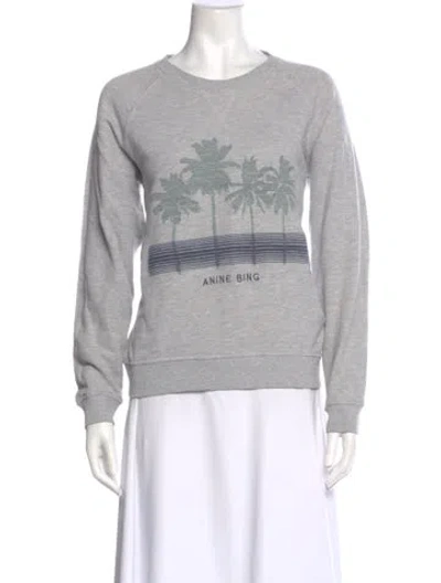 Pre-owned Anine Bing Graphic Print Crew Neck Sweatshirt In Gray