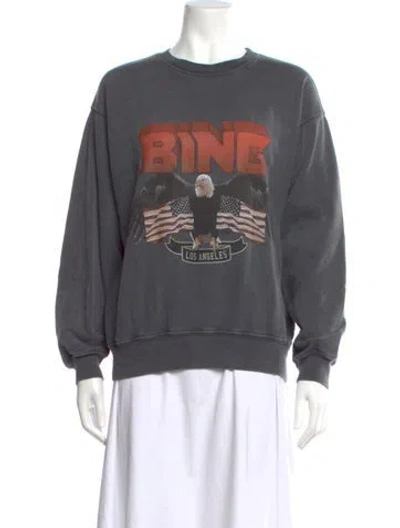 Pre-owned Anine Bing Graphic Print Crew Neck Sweatshirt In Gray