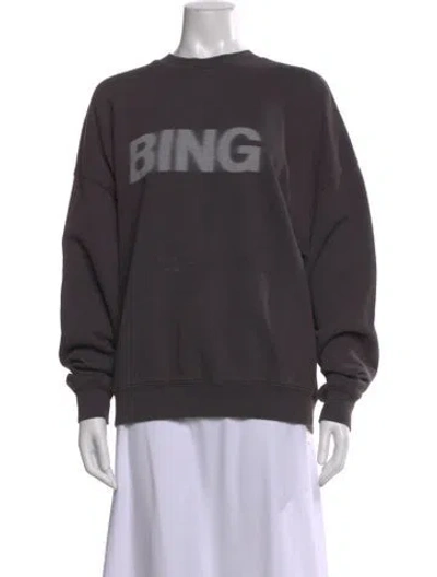 Pre-owned Anine Bing Graphic Print Crew Neck Sweatshirt In Gray