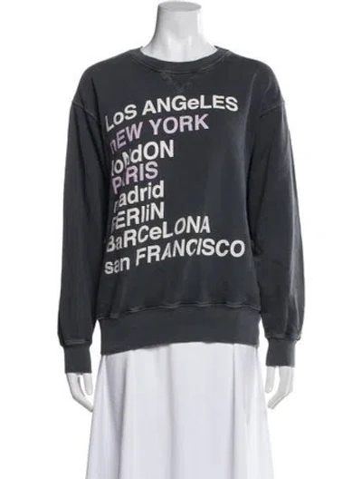 Pre-owned Anine Bing Graphic Print Crew Neck Sweatshirt In Gray