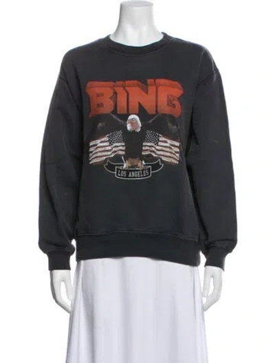 Pre-owned Anine Bing Graphic Print Crew Neck Sweatshirt In Gray