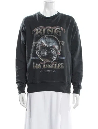 Pre-owned Anine Bing Graphic Print Crew Neck Sweatshirt In Gray