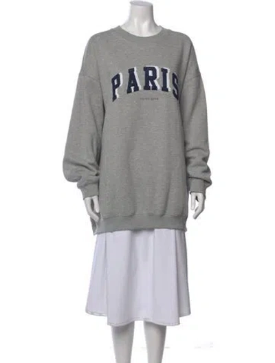 Pre-owned Anine Bing Graphic Print Crew Neck Sweatshirt In Gray