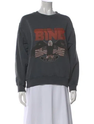 Pre-owned Anine Bing Graphic Print Crew Neck Sweatshirt In Gray