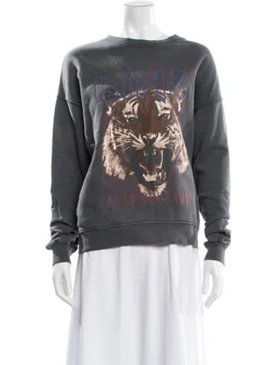Pre-owned Anine Bing Graphic Print Crew Neck Sweatshirt In Gray