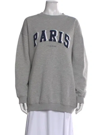 Pre-owned Anine Bing Graphic Print Crew Neck Sweatshirt In Gray