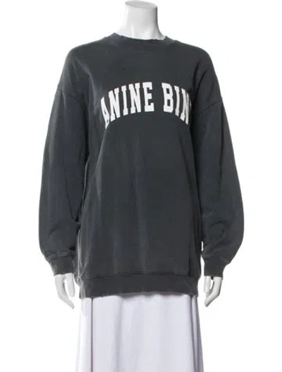 Pre-owned Anine Bing Graphic Print Crew Neck Sweatshirt In Gray