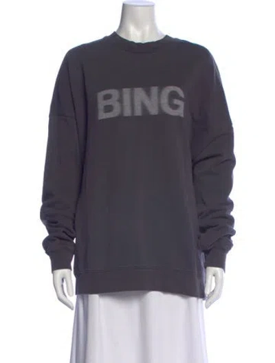 Pre-owned Anine Bing Graphic Print Crew Neck Sweatshirt In Gray